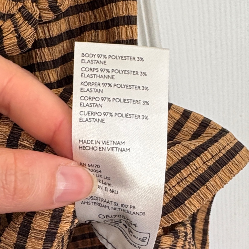 Anthropologie Brown and Black Striped Ruffle Collar Sleeveless Top - Picture 3 of 4